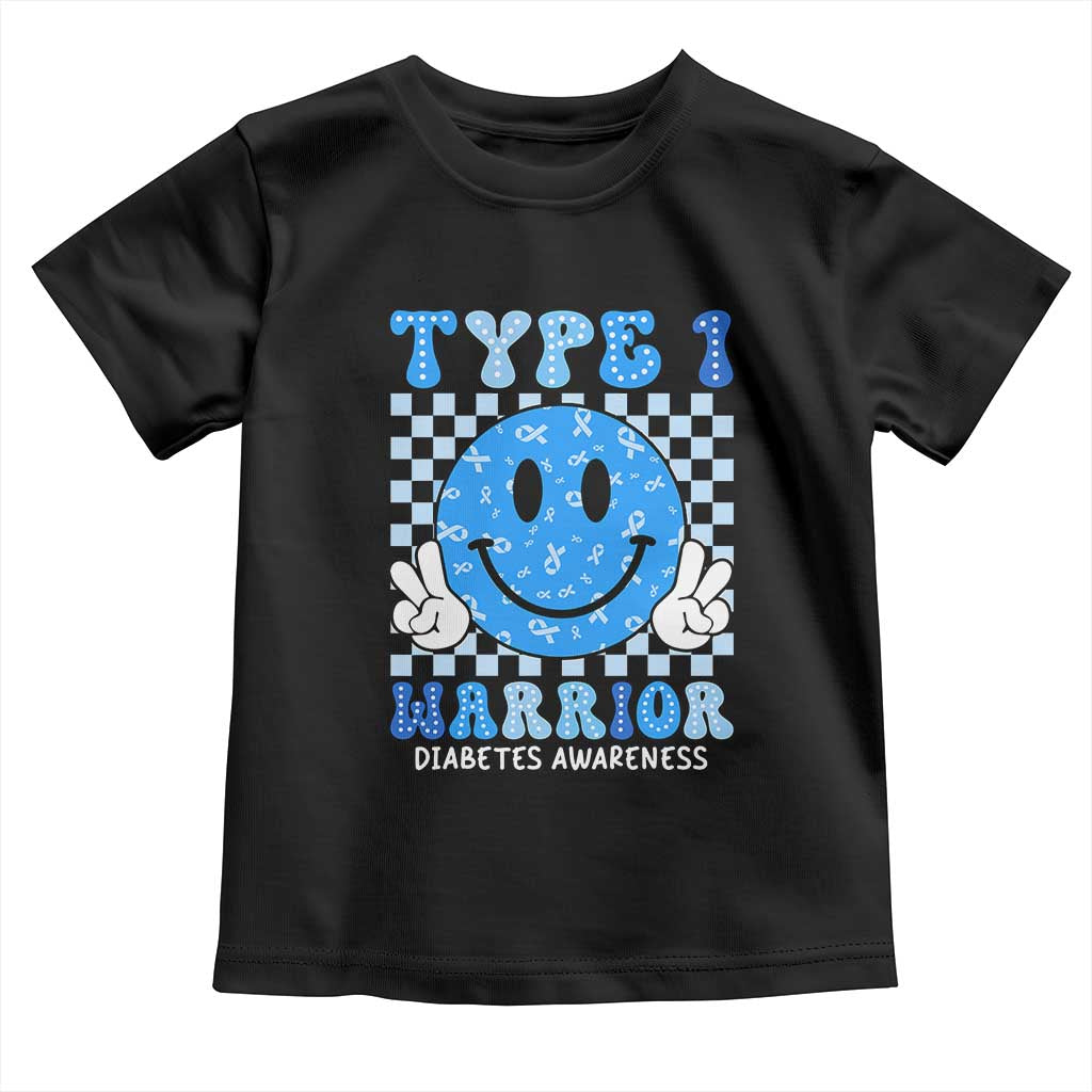 Diabetes Awareness Toddler T Shirt Blue Ribbon T1D Warrior Support Squad Retro Groovy
