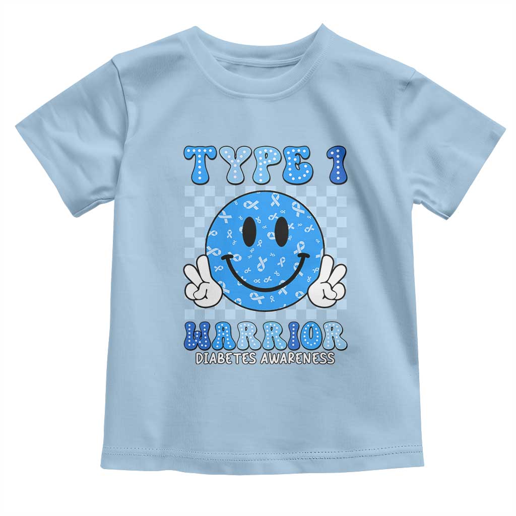 Diabetes Awareness Toddler T Shirt Blue Ribbon T1D Warrior Support Squad Retro Groovy