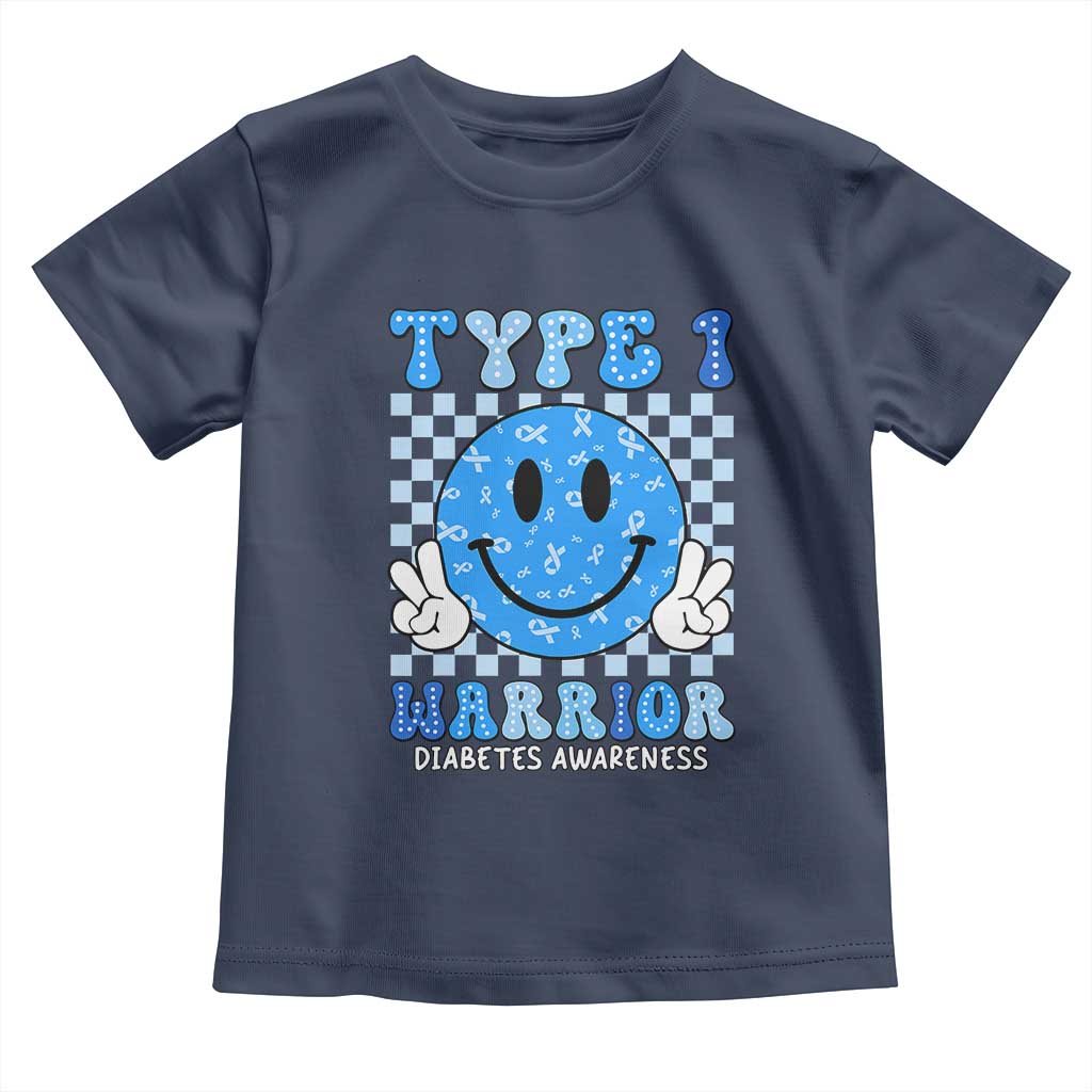 Diabetes Awareness Toddler T Shirt Blue Ribbon T1D Warrior Support Squad Retro Groovy
