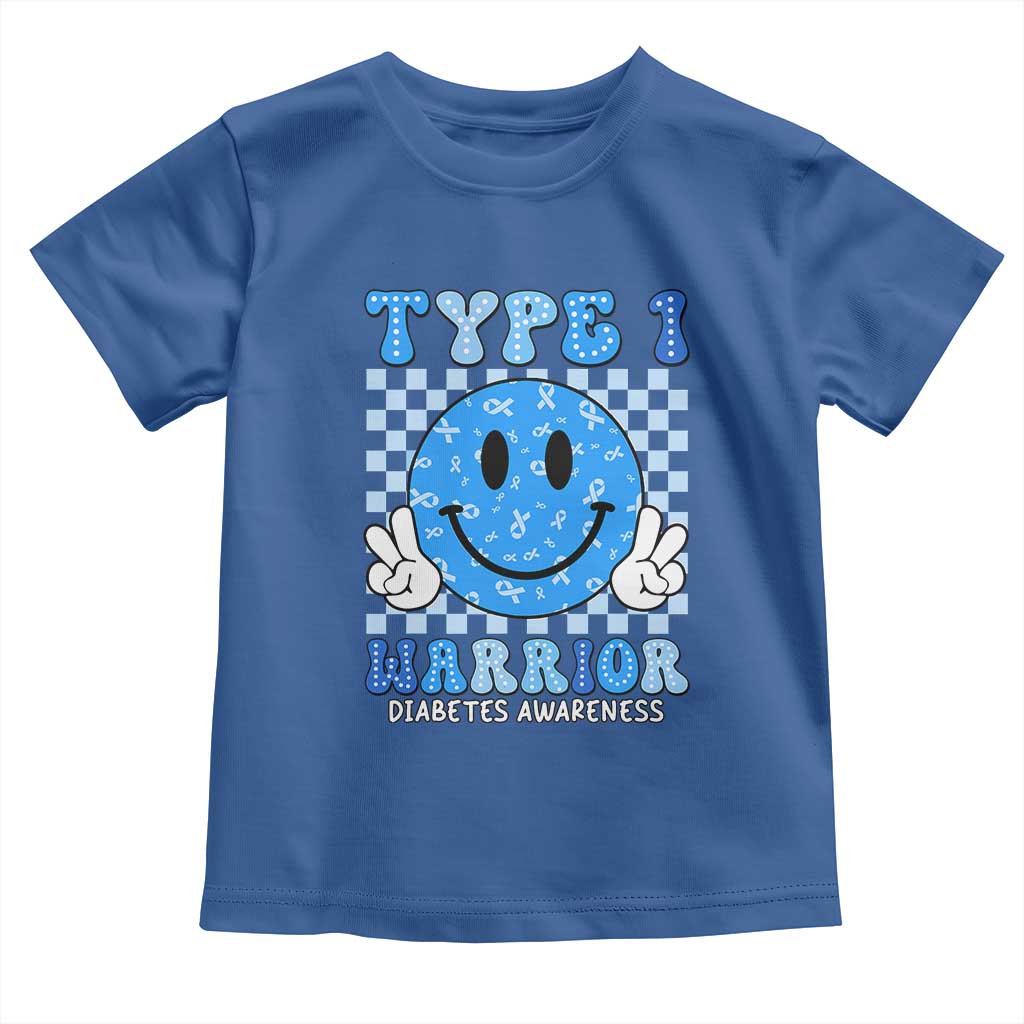 Diabetes Awareness Toddler T Shirt Blue Ribbon T1D Warrior Support Squad Retro Groovy