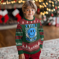 Diabetes Awareness Ugly Christmas Sweater Blue Ribbon T1D Warrior Support Squad Retro Groovy - Wonder Print Shop