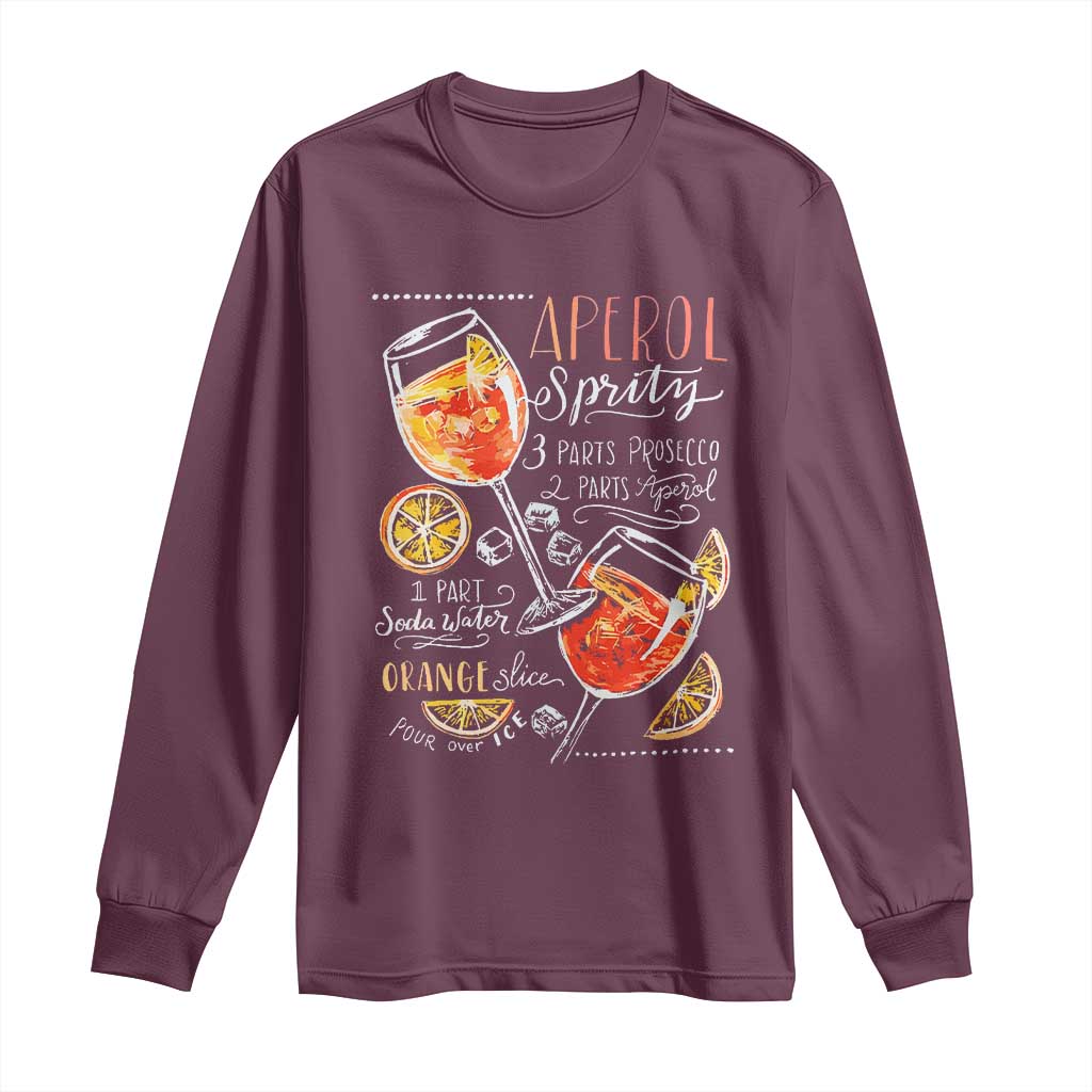 Aperol Spritz Long Sleeve Shirt Cocktail Recipe Drinking Lover Gift