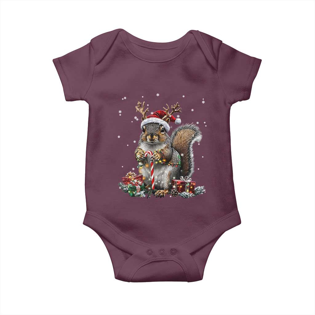 Christmas Squirrel Baby Onesie Xmas Tree Lights Reindeer Santa Hat Pajamas