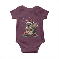 Christmas Squirrel Baby Onesie Xmas Tree Lights Reindeer Santa Hat Pajamas