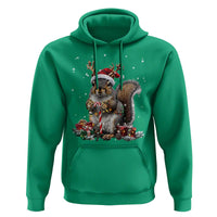 Christmas Squirrel Hoodie Xmas Tree Lights Reindeer Santa Hat Pajamas