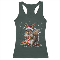 Christmas Squirrel Racerback Tank Top Xmas Tree Lights Reindeer Santa Hat Pajamas