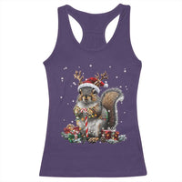 Christmas Squirrel Racerback Tank Top Xmas Tree Lights Reindeer Santa Hat Pajamas