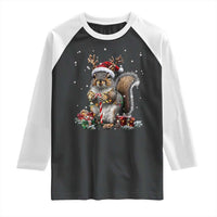 Christmas Squirrel Raglan Shirt Xmas Tree Lights Reindeer Santa Hat Pajamas