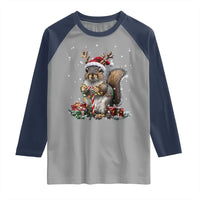 Christmas Squirrel Raglan Shirt Xmas Tree Lights Reindeer Santa Hat Pajamas
