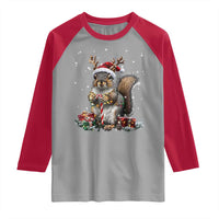 Christmas Squirrel Raglan Shirt Xmas Tree Lights Reindeer Santa Hat Pajamas