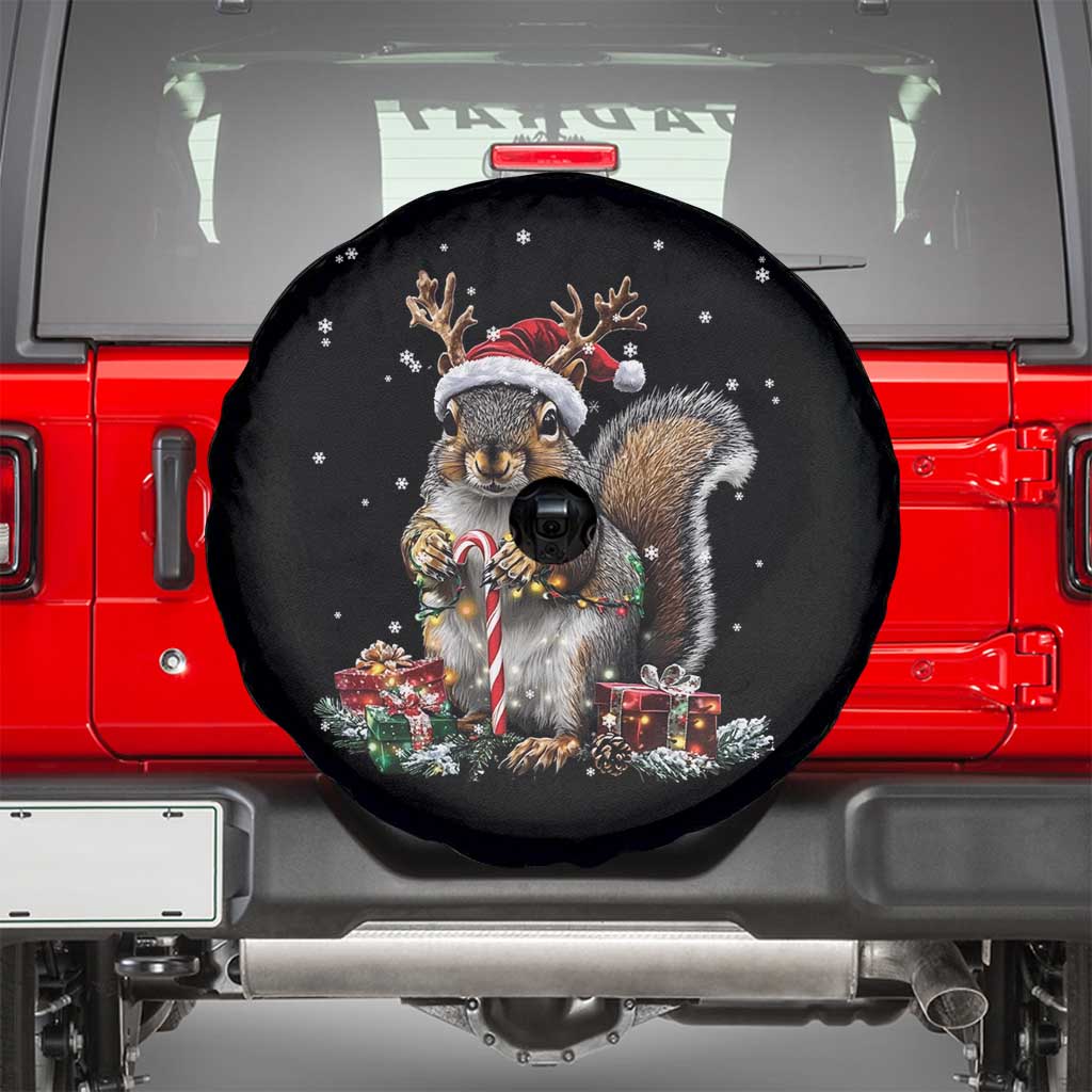 Christmas Squirrel Spare Tire Cover Xmas Tree Lights Reindeer Santa Hat Pajamas