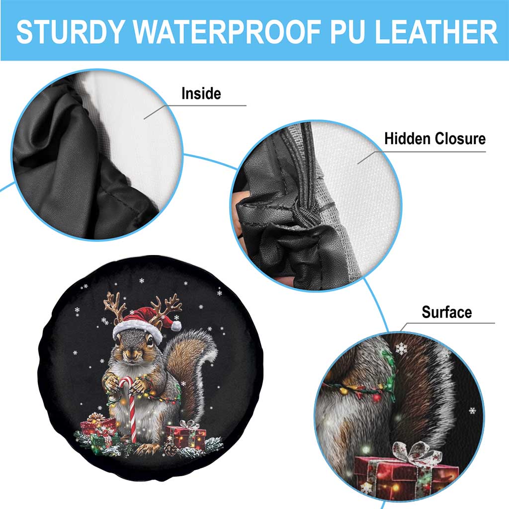 Christmas Squirrel Spare Tire Cover Xmas Tree Lights Reindeer Santa Hat Pajamas
