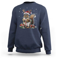 Christmas Squirrel Sweatshirt Xmas Tree Lights Reindeer Santa Hat Pajamas - Wonder Print Shop