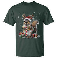 Christmas Squirrel T Shirt Xmas Tree Lights Reindeer Santa Hat Pajamas - Wonder Print Shop