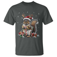 Christmas Squirrel T Shirt Xmas Tree Lights Reindeer Santa Hat Pajamas - Wonder Print Shop