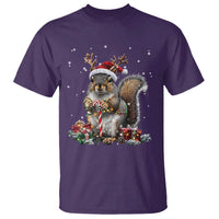 Christmas Squirrel T Shirt Xmas Tree Lights Reindeer Santa Hat Pajamas - Wonder Print Shop