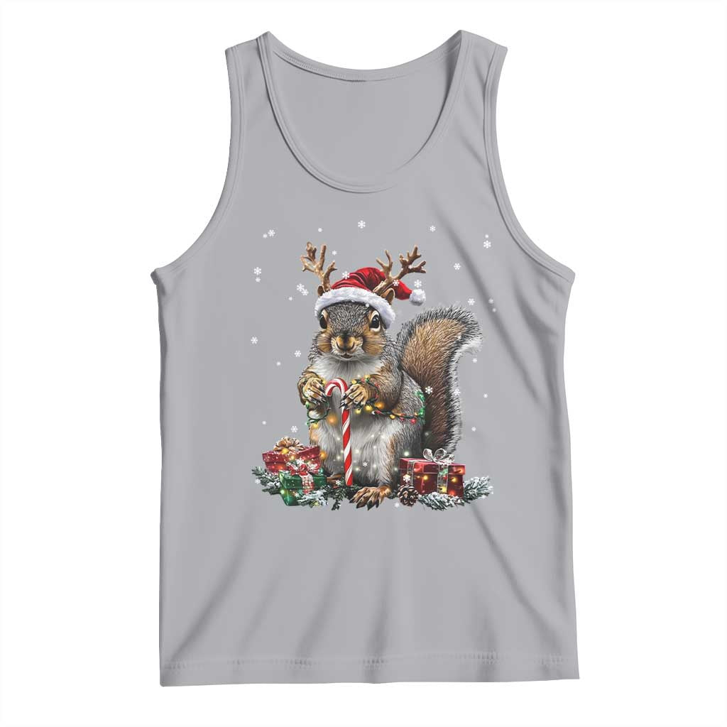 Christmas Squirrel Tank Top Xmas Tree Lights Reindeer Santa Hat Pajamas