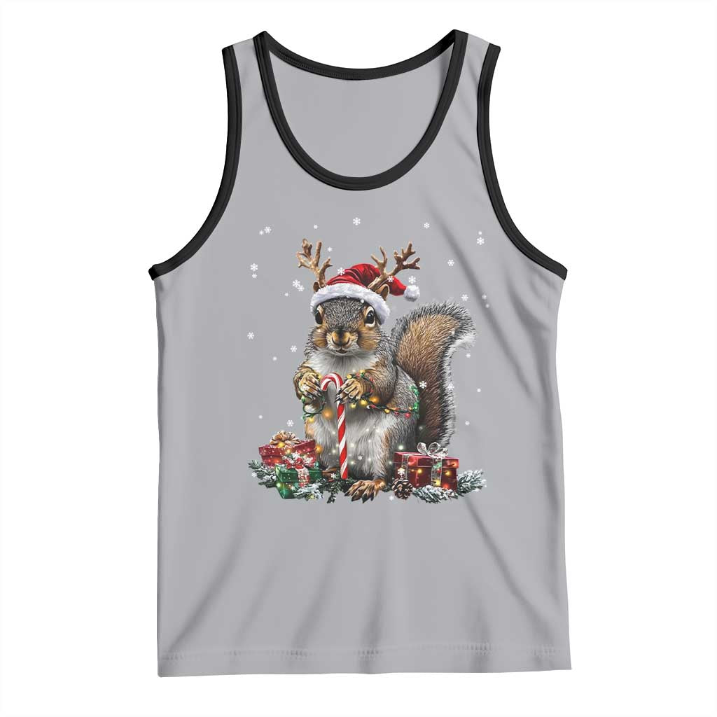 Christmas Squirrel Tank Top Xmas Tree Lights Reindeer Santa Hat Pajamas