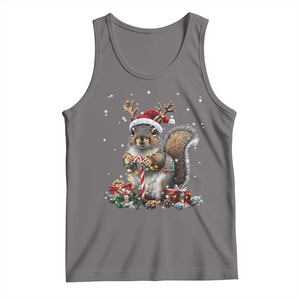 Christmas Squirrel Tank Top Xmas Tree Lights Reindeer Santa Hat Pajamas
