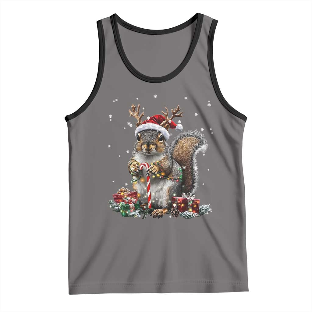 Christmas Squirrel Tank Top Xmas Tree Lights Reindeer Santa Hat Pajamas