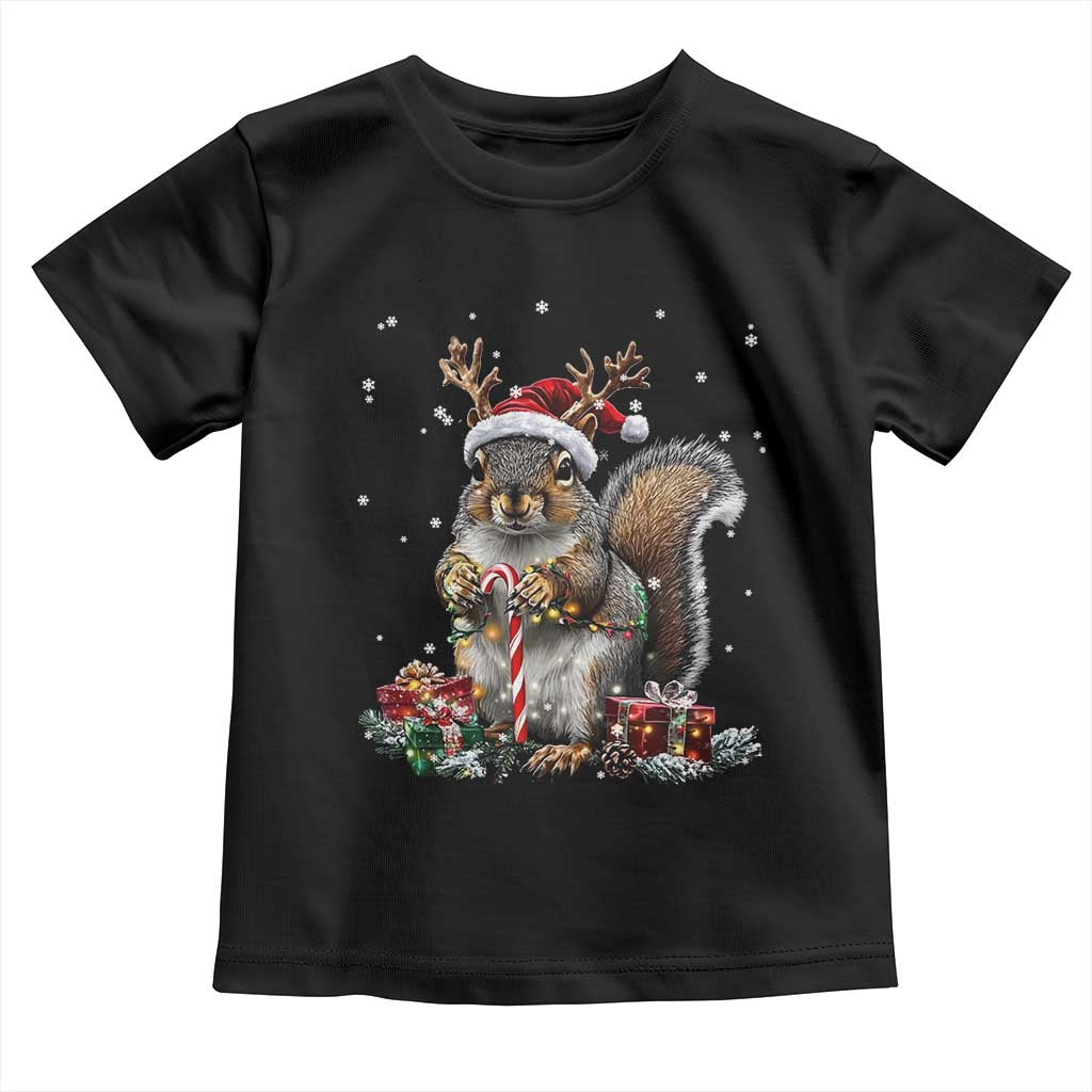 Christmas Squirrel Toddler T Shirt Xmas Tree Lights Reindeer Santa Hat Pajamas