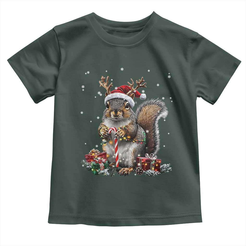 Christmas Squirrel Toddler T Shirt Xmas Tree Lights Reindeer Santa Hat Pajamas