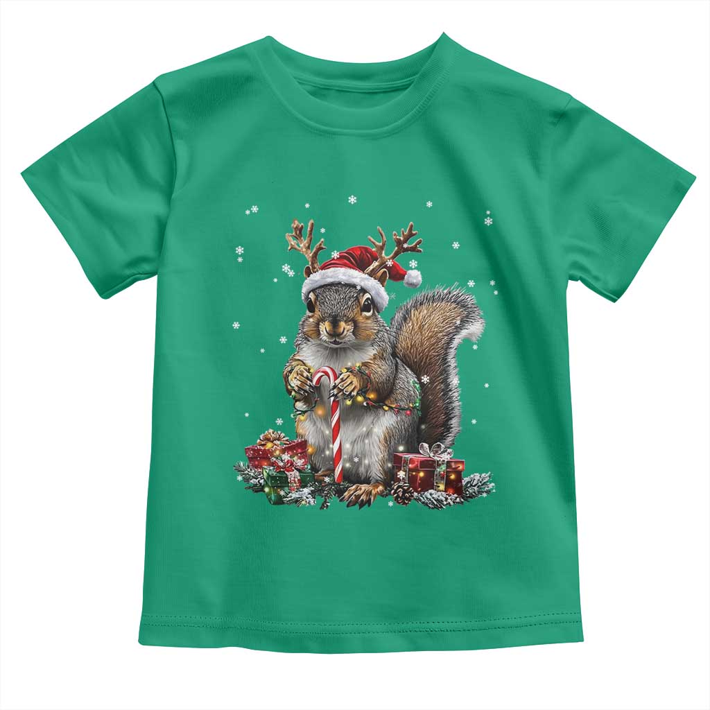 Christmas Squirrel Toddler T Shirt Xmas Tree Lights Reindeer Santa Hat Pajamas