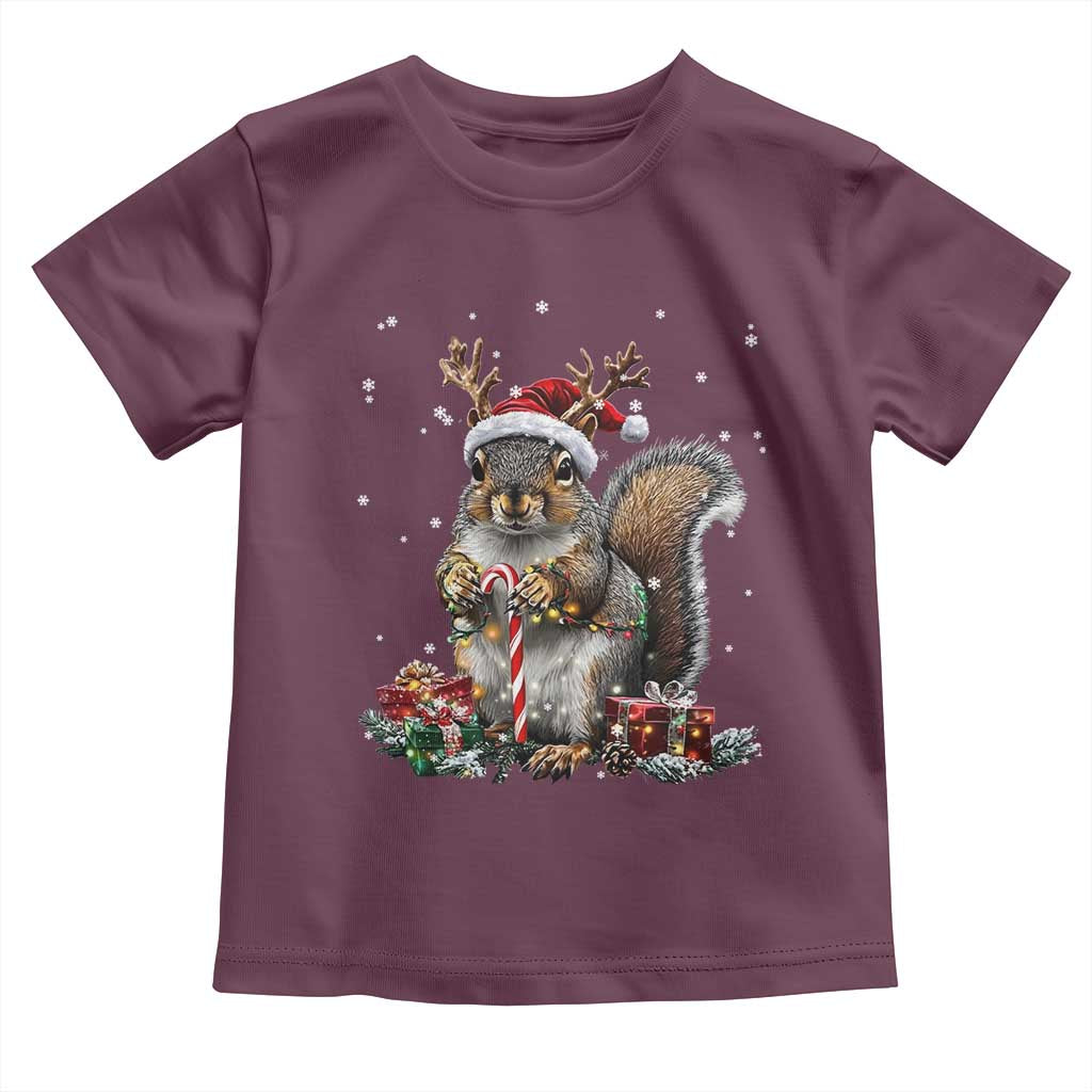 Christmas Squirrel Toddler T Shirt Xmas Tree Lights Reindeer Santa Hat Pajamas