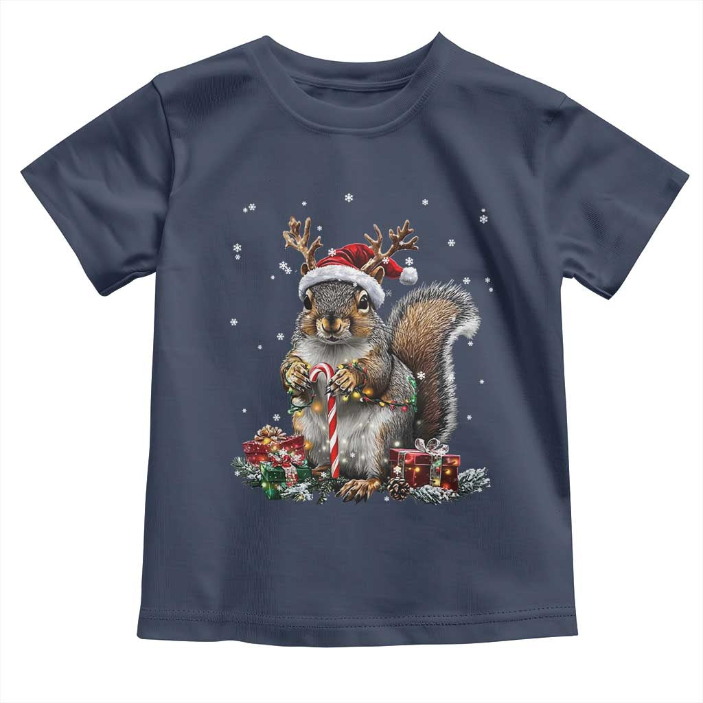 Christmas Squirrel Toddler T Shirt Xmas Tree Lights Reindeer Santa Hat Pajamas