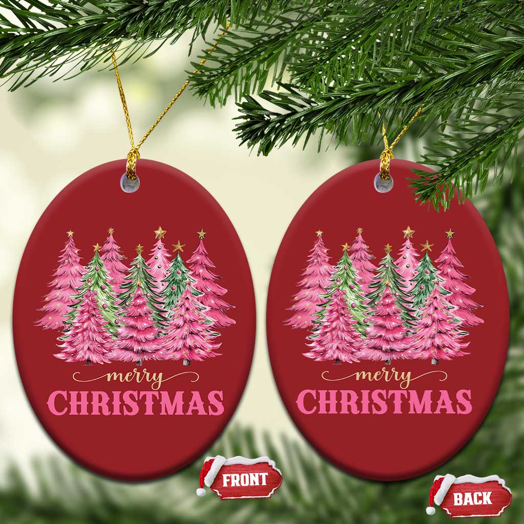 Pink Xmas Tree Farm Christmas Ornament Merry Xmas Ornaments Family Holiday Pajamas - Wonder Print Shop