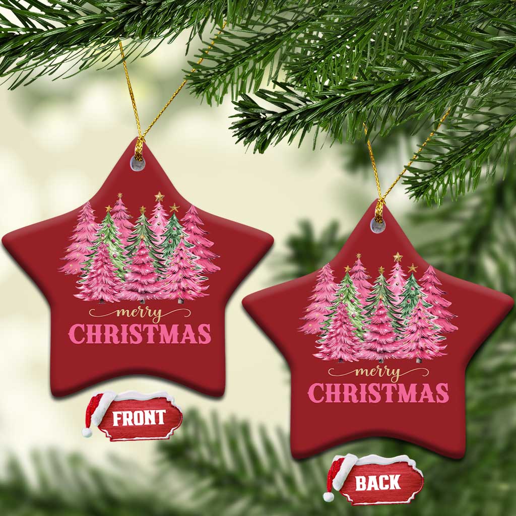 Pink Xmas Tree Farm Christmas Ornament Merry Xmas Ornaments Family Holiday Pajamas - Wonder Print Shop