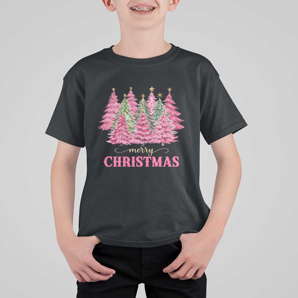 Pink Christmas Tree Farm T Shirt For Kid Merry Xmas Ornaments Family Holiday Pajamas - Wonder Print Shop
