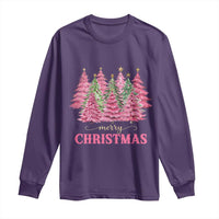 Pink Christmas Tree Farm Long Sleeve Shirt Merry Xmas Ornaments Family Holiday Pajamas