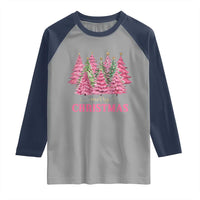 Pink Christmas Tree Farm Raglan Shirt Merry Xmas Ornaments Family Holiday Pajamas