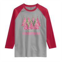 Pink Christmas Tree Farm Raglan Shirt Merry Xmas Ornaments Family Holiday Pajamas