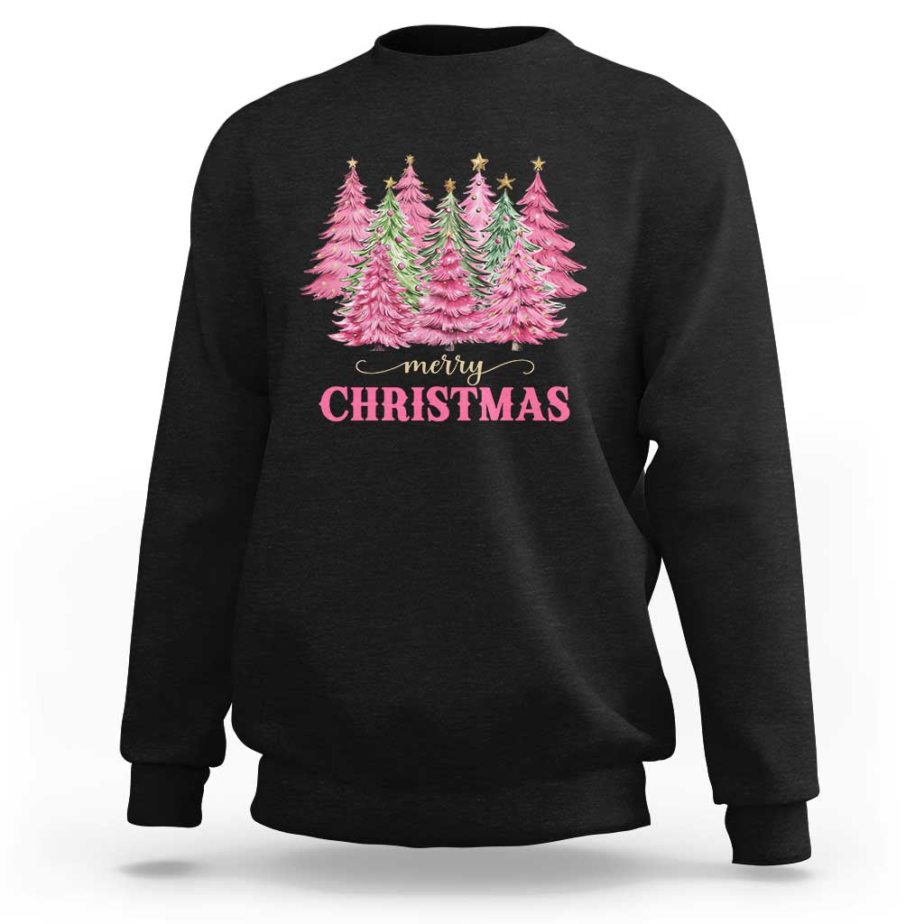Pink Christmas Tree Farm Sweatshirt Merry Xmas Ornaments Family Holiday Pajamas - Wonder Print Shop