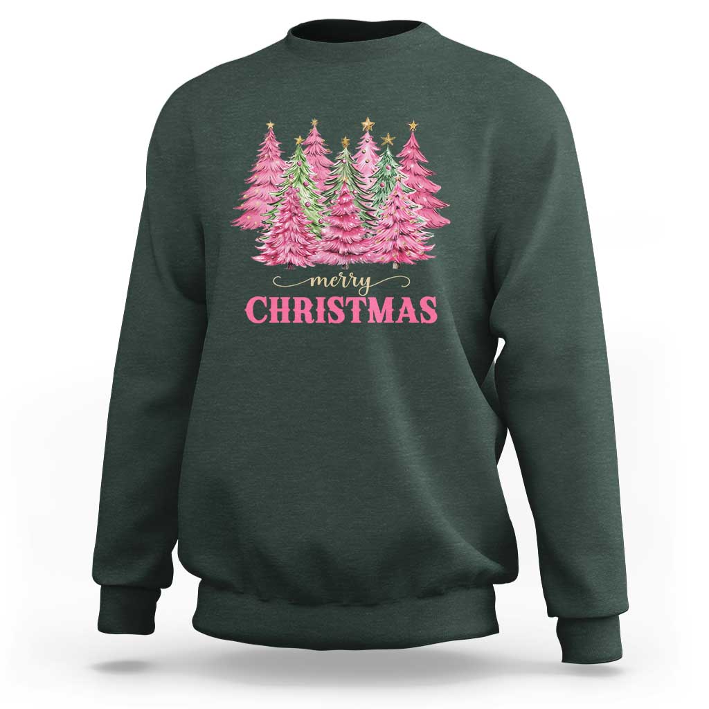 Pink Christmas Tree Farm Sweatshirt Merry Xmas Ornaments Family Holiday Pajamas - Wonder Print Shop