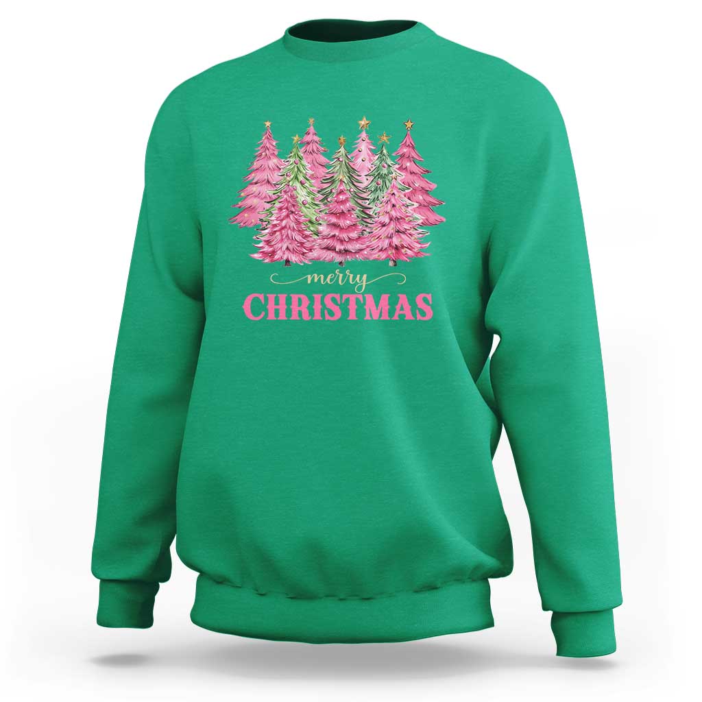 Pink Christmas Tree Farm Sweatshirt Merry Xmas Ornaments Family Holiday Pajamas - Wonder Print Shop