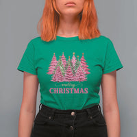 Pink Christmas Tree Farm T Shirt For Women Merry Xmas Ornaments Family Holiday Pajamas - Wonder Print Shop