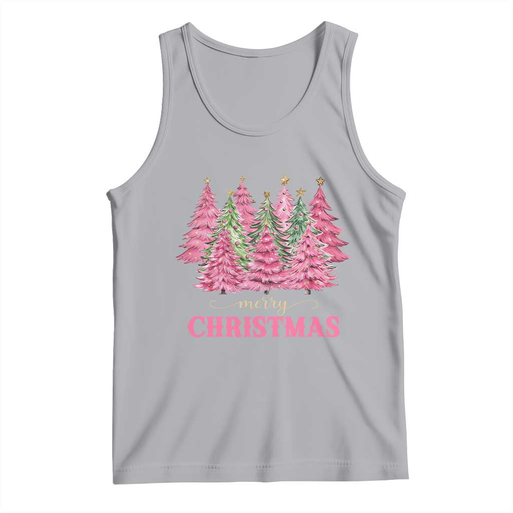 Pink Christmas Tree Farm Tank Top Merry Xmas Ornaments Family Holiday Pajamas