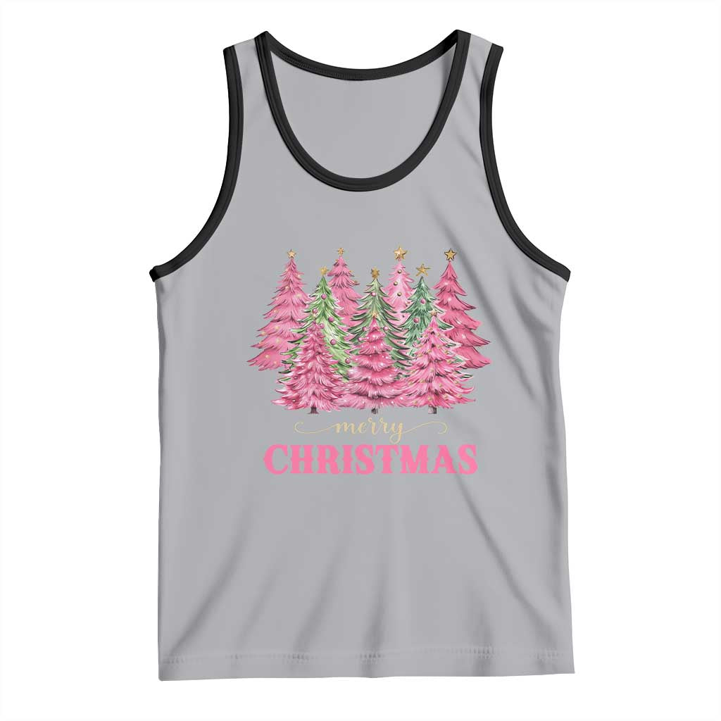 Pink Christmas Tree Farm Tank Top Merry Xmas Ornaments Family Holiday Pajamas