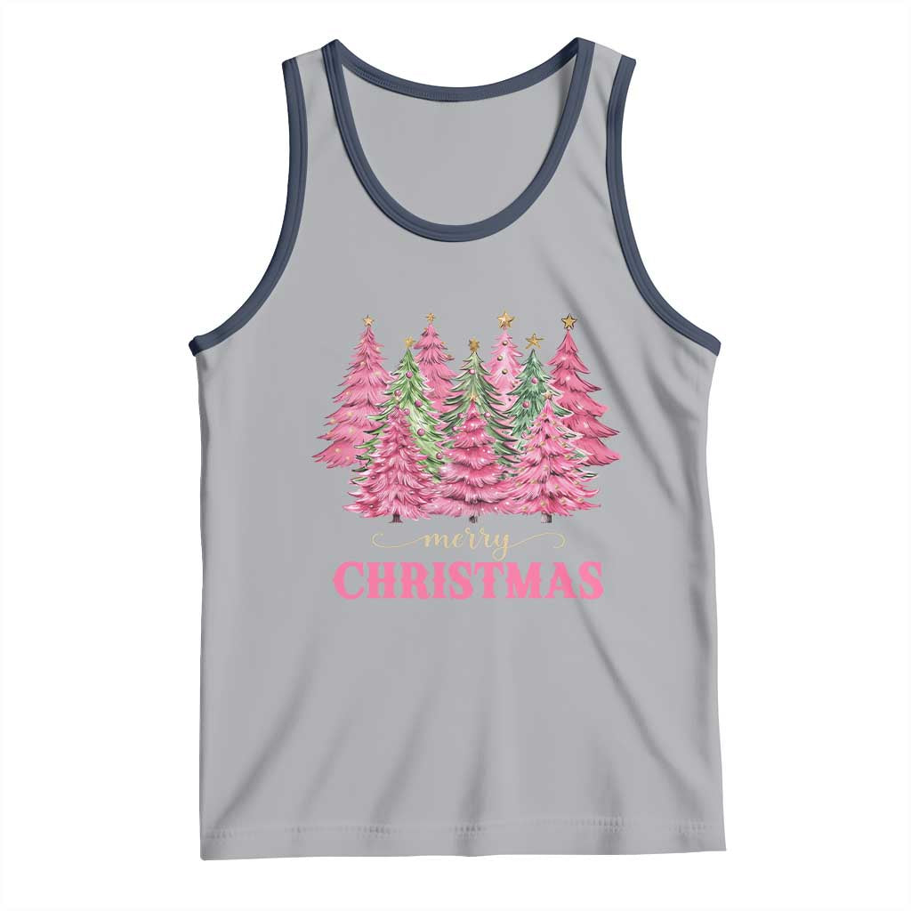 Pink Christmas Tree Farm Tank Top Merry Xmas Ornaments Family Holiday Pajamas