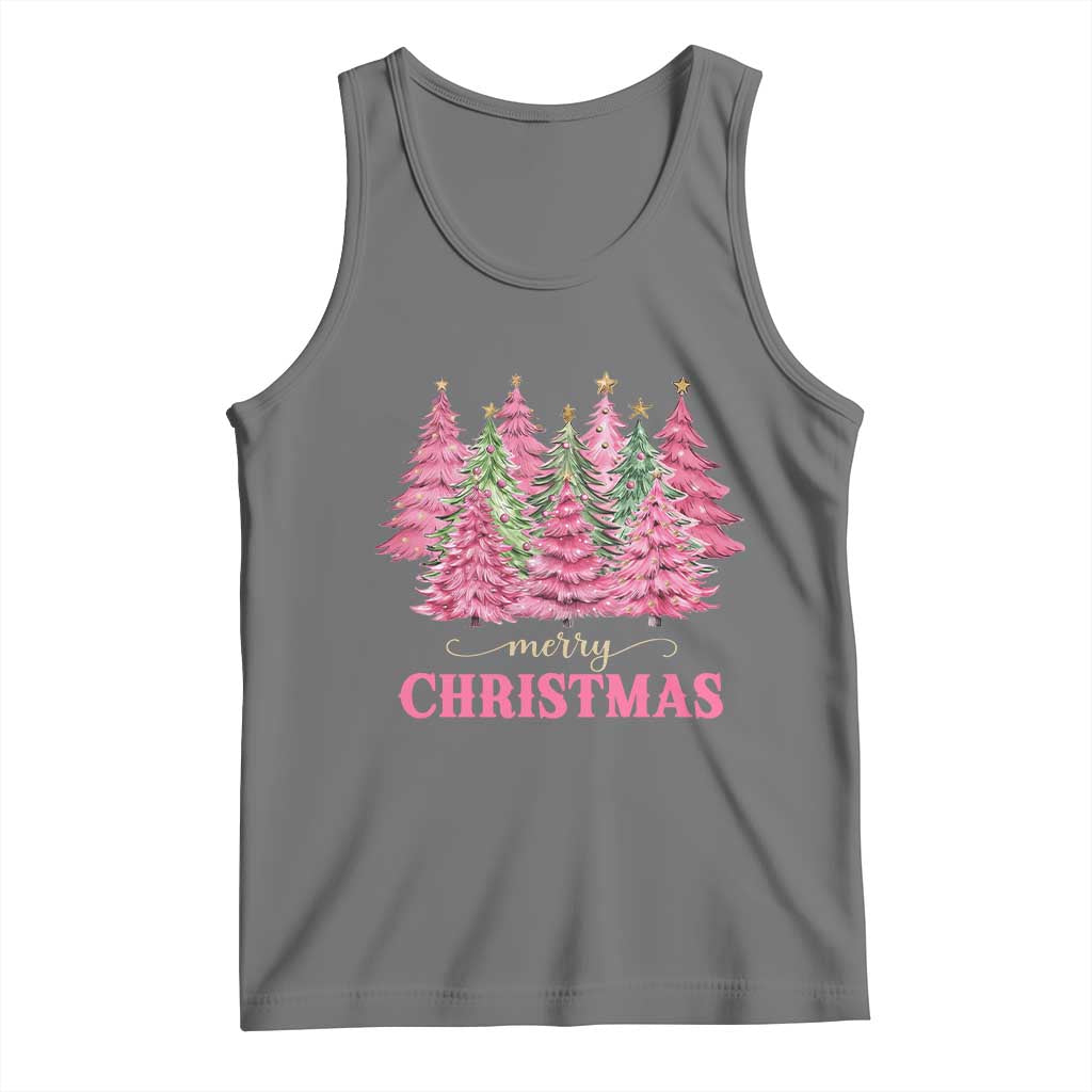 Pink Christmas Tree Farm Tank Top Merry Xmas Ornaments Family Holiday Pajamas