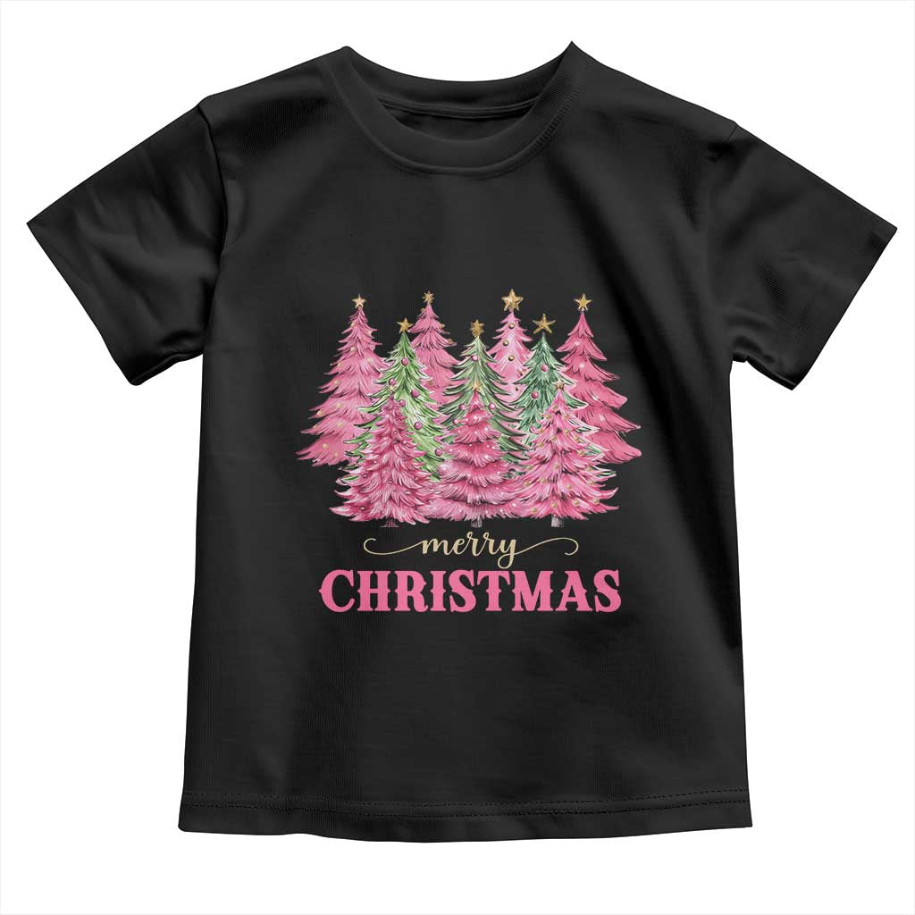 Pink Christmas Tree Farm Toddler T Shirt Merry Xmas Ornaments Family Holiday Pajamas
