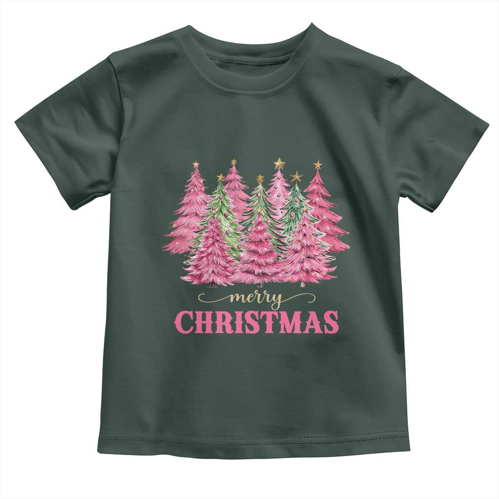 Pink Christmas Tree Farm Toddler T Shirt Merry Xmas Ornaments Family Holiday Pajamas