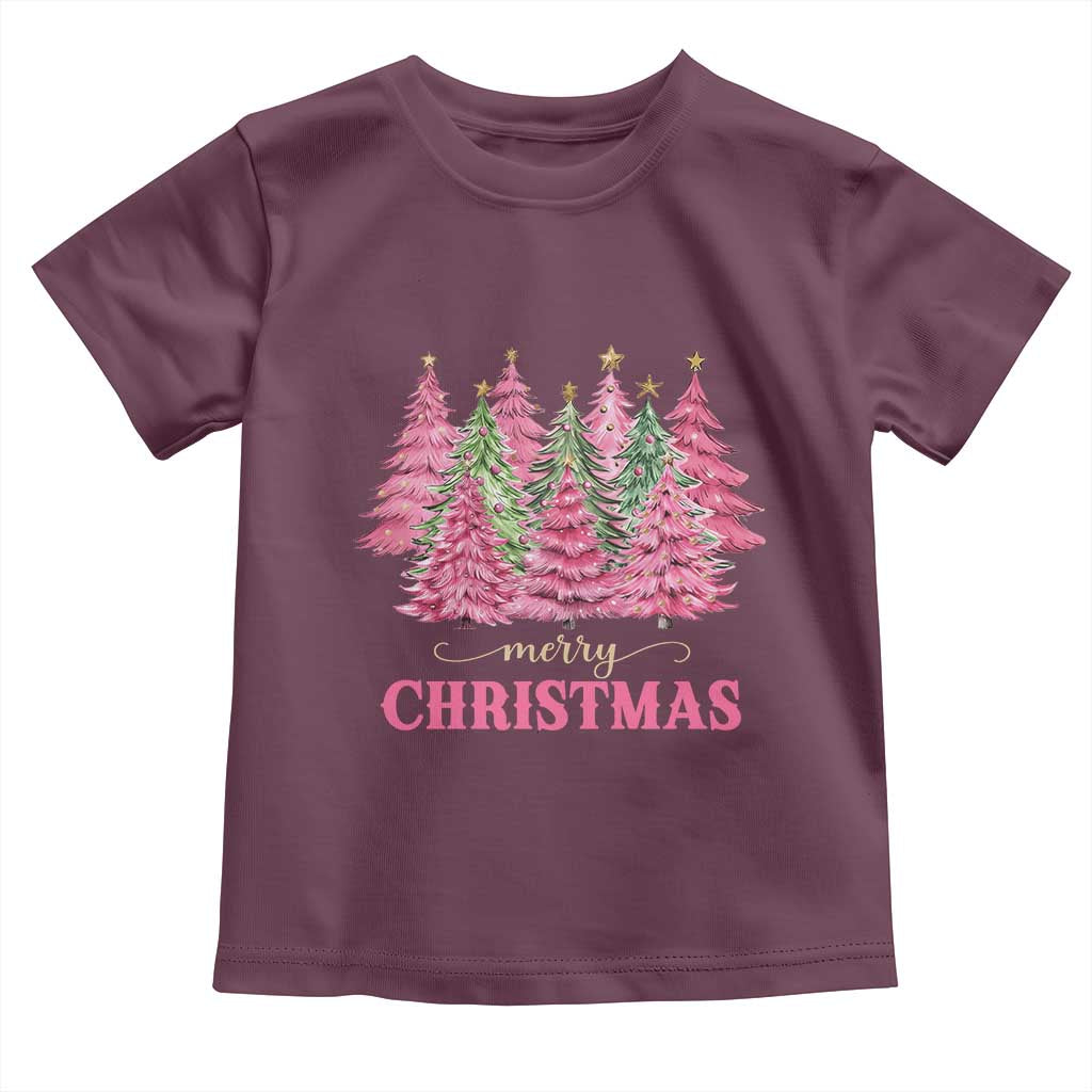 Pink Christmas Tree Farm Toddler T Shirt Merry Xmas Ornaments Family Holiday Pajamas