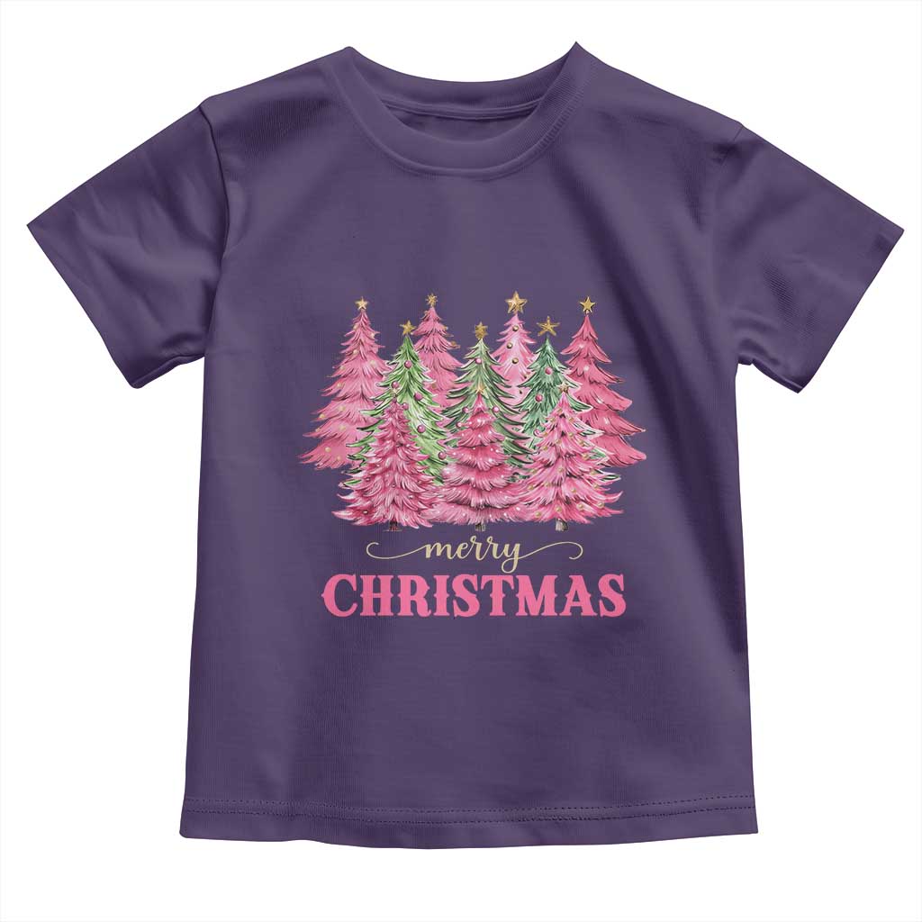 Pink Christmas Tree Farm Toddler T Shirt Merry Xmas Ornaments Family Holiday Pajamas