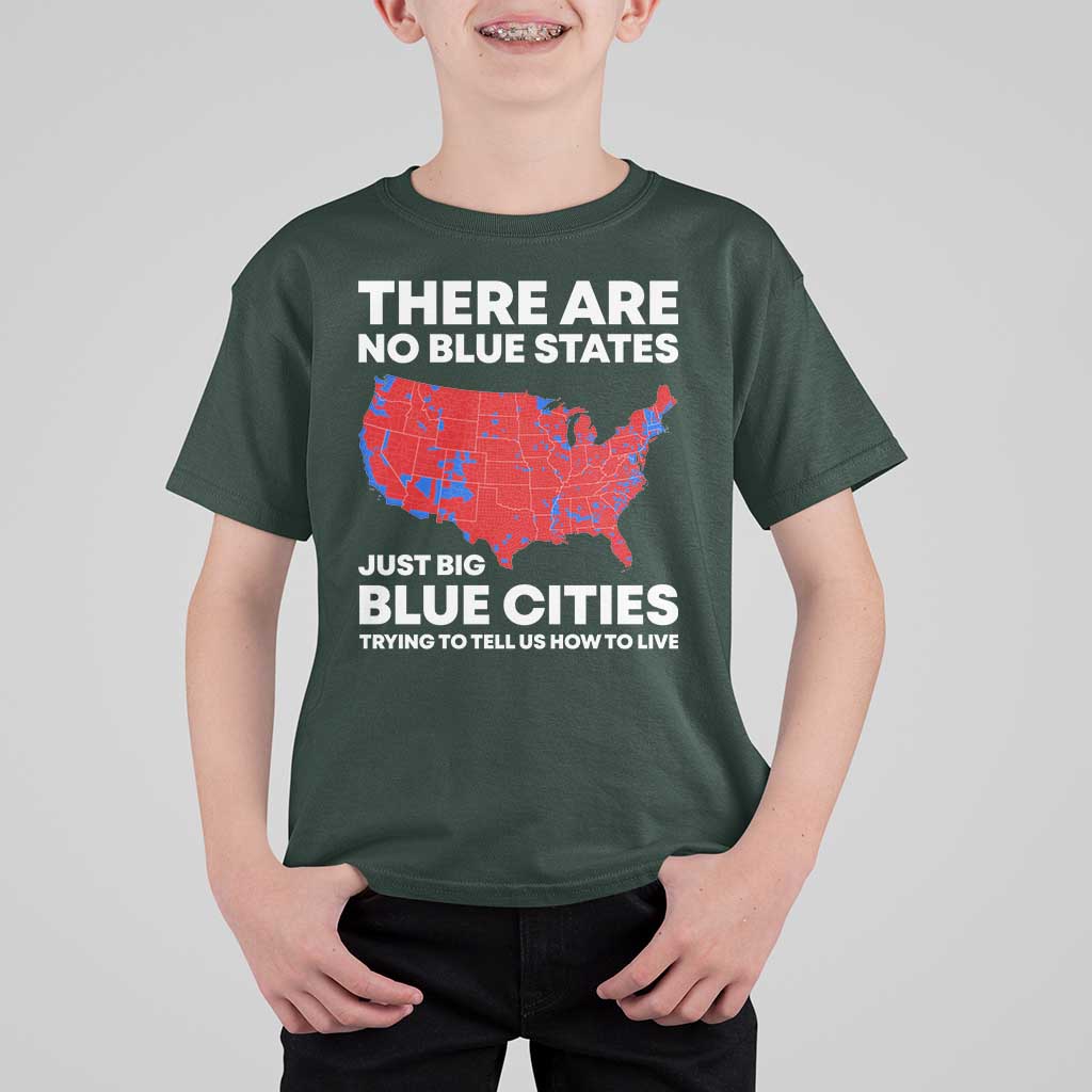 American Republican 2024 T Shirt For Kid There Are No Blue States Only Big Blue Cities America Map - Wonder Print Shop
