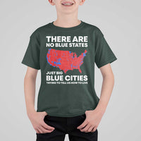 American Republican 2024 T Shirt For Kid There Are No Blue States Only Big Blue Cities America Map - Wonder Print Shop