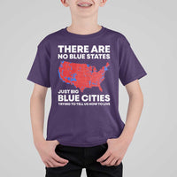 American Republican 2024 T Shirt For Kid There Are No Blue States Only Big Blue Cities America Map - Wonder Print Shop